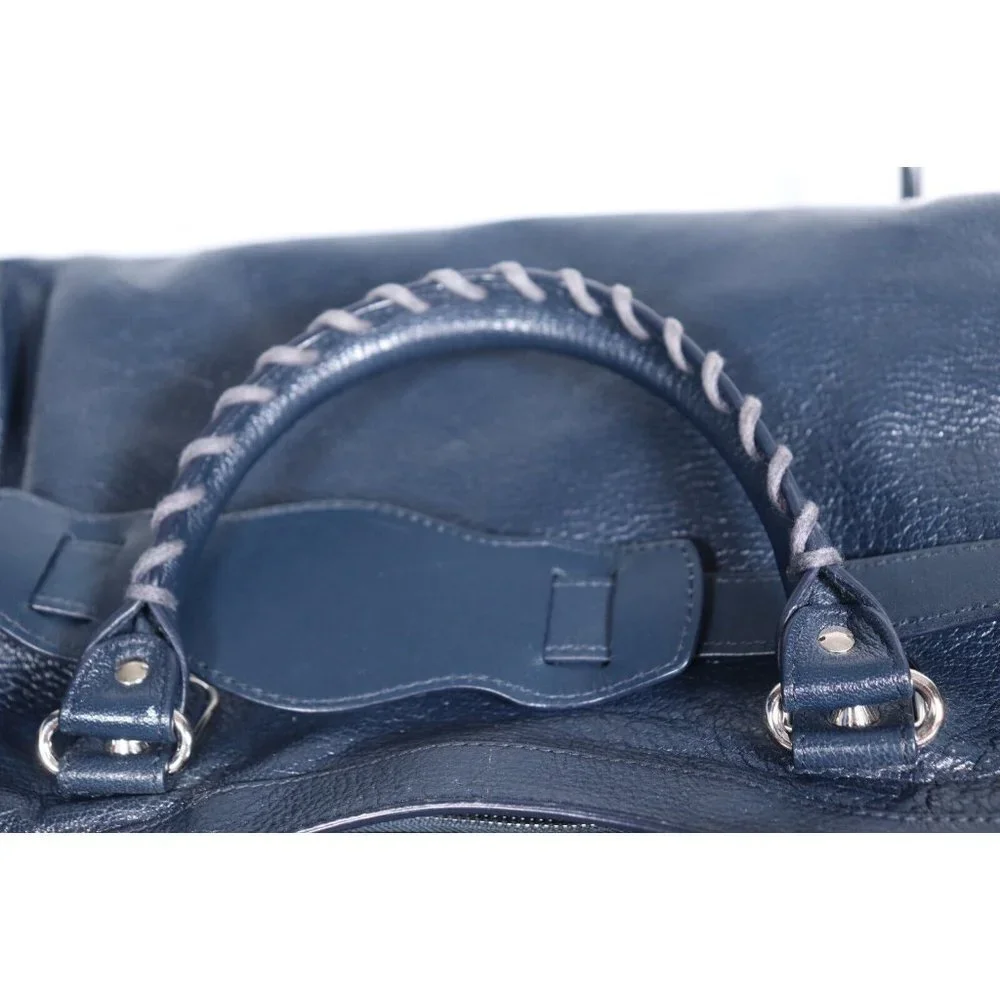 Balenciaga Navy Blue Leather Crossbody Satchel - Picture 5 of 12